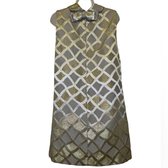 Vintage B Altman & Co. Gold Sleeveless Sheath Dress Vintage Size 14 - Picture 6 of 12
